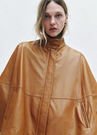 Шкіряна накидка коричнева zara new