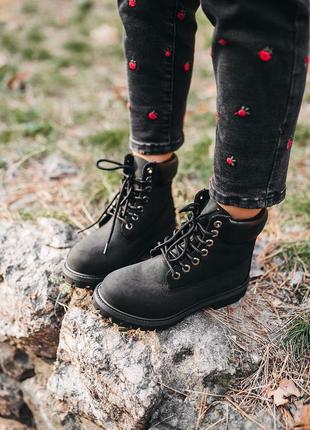 Женские зимние ботинки timberland “black” термо9 фото