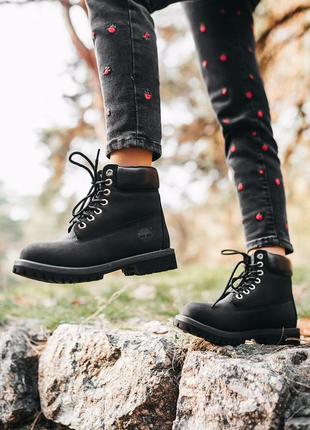 Женские зимние ботинки timberland “black” термо10 фото