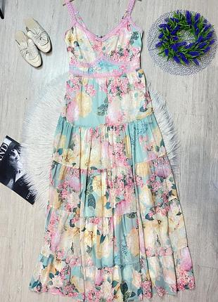 Довга сукня плаття ярусна волан