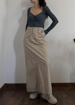 Спідниця беж максі міді карго юбка