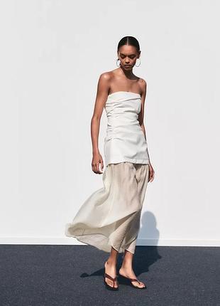 Комбінована жіноча сукня бежева zara new