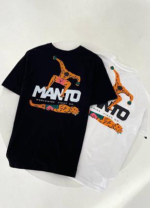 🤯футболки manto идёт принт спереди и сзади, в черном и белом цвете