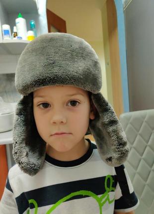 Теплая шапка ушанка на 4-6 лет