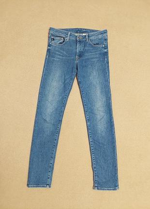Женские джинсы скинни синего цвета узкие джинсы на высокой посадке skinny denim