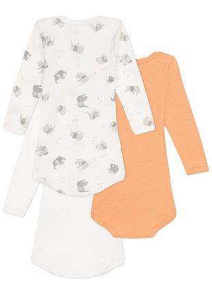 Набор хлопковых боди petit bateau с длинными рукавами со слоником 3 шт (9м, 12м, 18м)2 фото