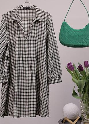 Коротка картата сукня zara / без пояса