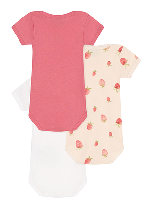 Набор хлопковых боди petit bateau с короткими рукавами для девочек 3 шт (6м, 9м, 12м, 18м, 24м)2 фото