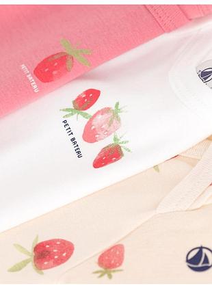 Набор хлопковых боди petit bateau с короткими рукавами для девочек 3 шт (6м, 9м, 12м, 18м, 24м)3 фото