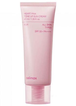 Выравнивающий солнцезащитный крем для сияния кожи celimax heart pink tone up sun cream 40ml