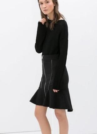 Zara woman черная юбка украшена молниями размер xs