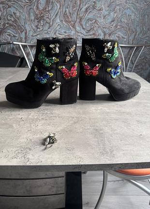 Черевики ботильйони сапоги primark 37-38 з метеликами