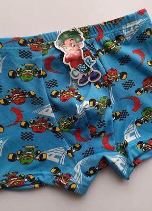 Труси боксери дитячі для хлопців бавовняні кольорові спортивні машинки різні кольори