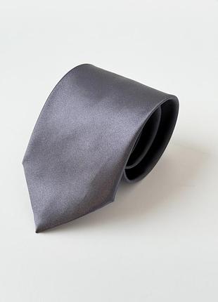 Классический галстук темно-серый атласный
