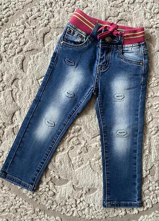 Демисезонные джинсы на резинке для девочки 98 116 стрейч