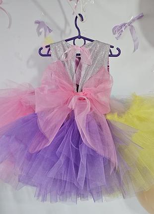 Платье радуга платье пони платье на девочку 5 лет платье кольровое платье на день рождения платье единорог
