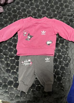 Детский девчачий оригинальный костюм от adidas+ hello kitty