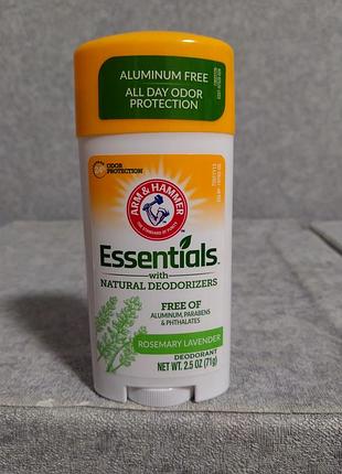 Arm & hammer,essentials™, дезодорант із натуральними дезодорувальними речовинами, розмарин і лаванда