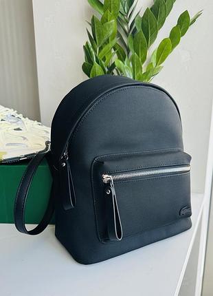 Рюкзак черный кожа сумка lacoste ласкоста