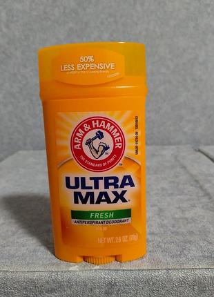 Arm& hammer, ultramax™, твердий дезодорант-антиперспірант для чоловіків, зі свіжим ароматом, 73 г
