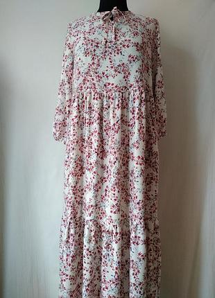 Длинное ярусное платье штапель