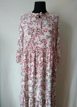 Длинное ярусное платье штапель2 фото