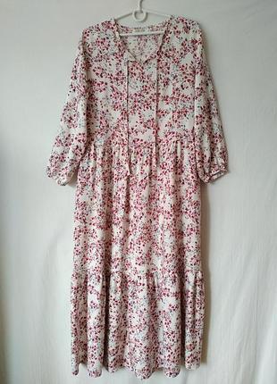 Длинное ярусное платье штапель3 фото