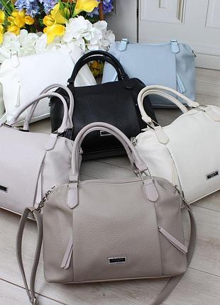 Стильная женская сумочка на три отделения, сумка эко кожа, качественная женская сумка, черная, кремовая, белая, бежевая сумка