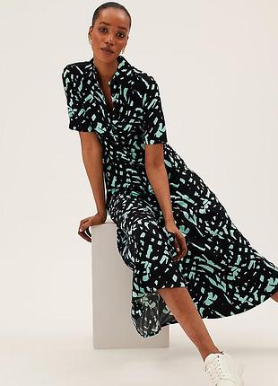 Сукня-сорочка міді з принтом і поясом marks and spencer англія