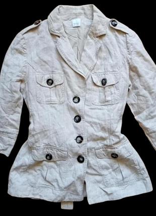 Льняной пиджак жакет сафари