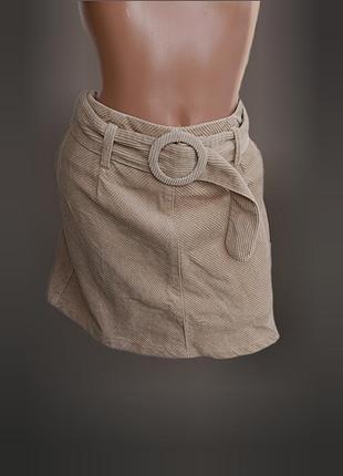 Вельветовая юбка женская с ремешком