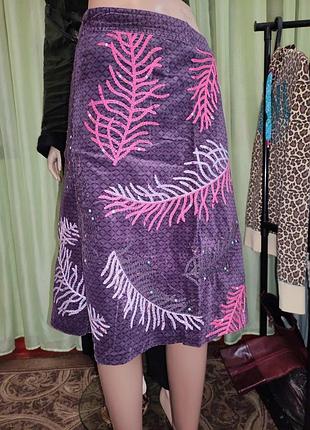 Юбка фіолетова етно на підкладі , з вишивкою