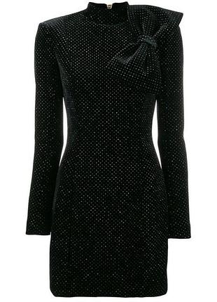 Платье велюровое в стиле бальман с бантом велировое