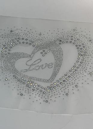 Термо наклейка сердце со стразами для одежды 22*20 аппликация н1826 декор одежды патчи   стильная те