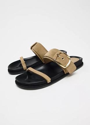 Шлепанцы женские замшевые zara new