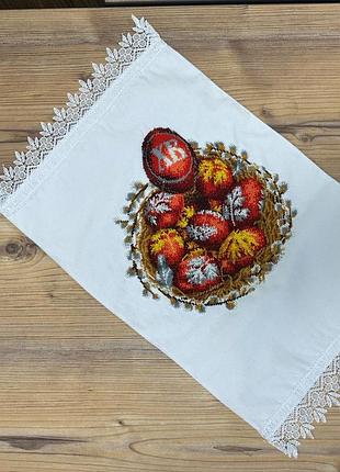 Вишитий великодній рушник ручна робота вишивка бісером2 фото