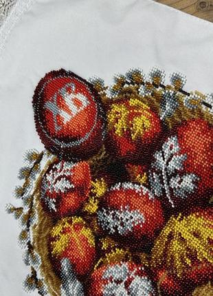 Вишитий великодній рушник ручна робота вишивка бісером3 фото