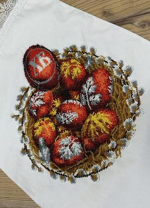 Вишитий великодній рушник ручна робота вишивка бісером4 фото