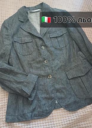 Лляний легкий  піджак з накладними кишенями momenti італія