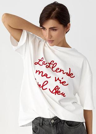 Трикотажна футболка oversize з написом мод 5261