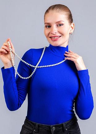 Гольф-водолазка у рубчик локшина жіноча conte l (170-96) electric blue, синій, електрик, віскоза 95%