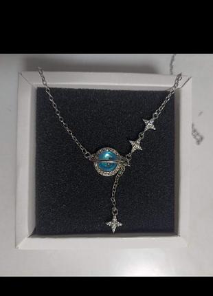 Ланцюжок сріьний підвіска срібна цепочка кулон зірочки