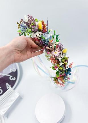 Віночок із польових квітів для фотосесії, весілля, свят | ручна робота