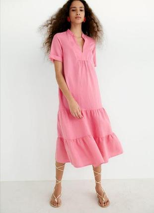 Брендовое платье лен ярусное#84