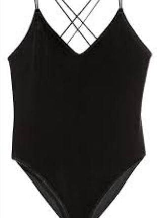 Брендовый велюровый боди комбидресс размера m