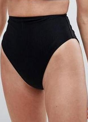 Купальные черные плавки в рубчик высокой посадки asos2 фото