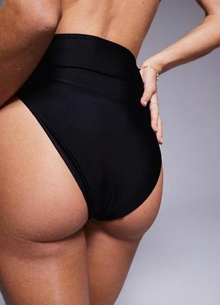 Купальные черные плавки в рубчик высокой посадки asos3 фото