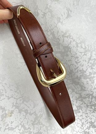Стильный кожаный ремень женский xs/s/m коричневый, пояс базовый, минималистичный