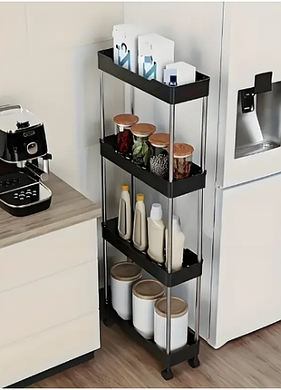 Етажерка на колесах стелаж для зберігання у ванну кухню стелаж 4 яруси