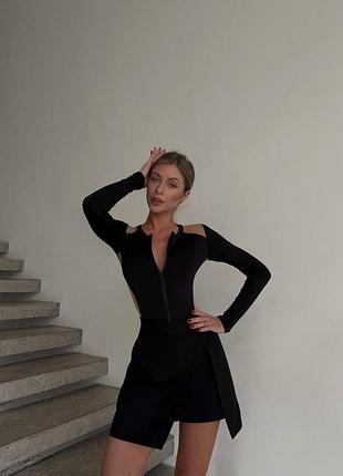 Юбка шорты мини на запах черная клеш классическая элегантная трендовая стильная